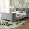 Kindereinzelbett 90×200 cm aus Samt-Stoff mit Weltraummuster, grau Bild 3