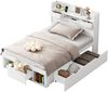 Kindereinzelbett 90×200 cm aus Samt-Stoff mit Weltraummuster, grau Bild 5