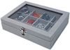 Yudu Aufbewahrungsbox Schmucktablett Schmucklade Schmuckkästchen mit Glasdeckel grau Bild 3