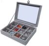 Yudu Aufbewahrungsbox Schmucktablett Schmucklade Schmuckkästchen mit Glasdeckel grau Bild 5