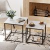 Quadratische Couchtische 2er Set Holz Schwarz Weiß Beistelltische Bild 2