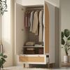 REDOM Kleiderschrank Garderobenschrank Weiß mit Gelb-Rattan-Dekor (Aufbewahrungschrank, 1-St, mit 2 Rattan-Türen, 1 Schublade, Kippsicherung) mit höhenverstellbaren Regalen Bild 3