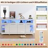 Merax Sideboard Buffetschrank mit LED-Beleuchtung (1 St), Kommode mit 3 Fächern, Glastüren und 6 Ablagen, Anrichte 140x40x70cm Bild 4