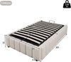 Polsterbett 90x200 cm, Leinen-MDF, mit hydraulischem Bettkasten, ohne Kopfteil, Beige Bild 4