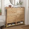 Refined Living Schuhschrank Schuhregal in Holzoptik, mit 4-türiger Schuhschrank, Flurschrank (108,5 cm (L) × 24 cm (B) × 100 cm (H), Schuhschrank schmal Flur, Flurschrank platzsparend, Schuhaufbewahrung modern, Schuhkommode, Schuhaufbewahrung, Aufbewah... Bild 3