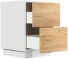 Design Nachttisch Concepto S 40cm stehend, 2 Pushauszüge Weiß Hgl Eiche : Weiss hochglanz / Eiche Gold Bild 4