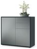 Vladon Sideboard Ben, Kommode mit 2 Türen und 2 Schubladen, Schwarz matt/Graphit Seidenmatt (79 x 74 x 36 cm) Bild 4