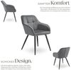 tectake Esszimmerstuhl Polstersessel gepolstert, in Samtoptik, gesteppt, 58 x 62 x 82 cm (Küchenstuhl Marilyn in grau/schwarz, 6 St), durchgehende Lehne, Stahlbeine, bodenschonend, Belastbarkeit 120 kg Bild 3