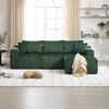 Modulares Sofa Set mit Chaiselongue & 2-Sitzer in Emerald, weicher Cordbezug, 5 Kissen, Getränkehalter Bild 3