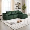 Modulares Sofa Set mit Chaiselongue & 2-Sitzer in Emerald, weicher Cordbezug, 5 Kissen, Getränkehalter Bild 4