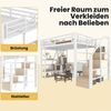 MODFU Kinderbett mit Ablagefach (Jugendbett mit LED-Beleuchtung und offenem Unterbett-Stauraum, Hochbett 140x200 cm), ohne Matratze Bild 4