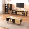Sideboard mit Glas & LED-Beleuchtung, 140x41x78,5 cm, Schwarz/Natur Bild 3