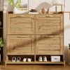 Moderner Schuhschrank mit Türen aus Holzleisten – Flurschrank mit 4 Türen, Metallrahmen und Ablage – Platzsparender Schuh-Organizer für Eingangsbereich, Flur oder Schlafzimmer (108,5×24×100 cm) Bild 3