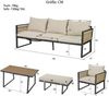 Merax Gartenlounge-Set 6 Personen, Loungegartenmöbel Balkonmöbelset 5 Teilig, Terassenmöbelset aus Seil mit Hocker & Gartentisch, Sofagarnitur Beige Bild 4