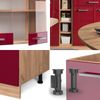 Singleküche R-Line Rot Hochglanz/Goldkraft Eiche 160 cm ohne Arbeitsplatte Vicco Bild 5
