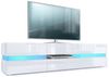 Vladon Lowboard Flow, TV-Kommode mit Ambient Light Verglasung mit 2 Türen, 1 Schublade und 1 Klappe, Weiß Hochglanz/Weiß Hochglanz, inkl. LED-Beleuchtung (177 x 45 x 39 cm) Bild 5
