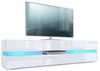 Vladon Lowboard Flow, TV-Kommode mit Ambient Light Verglasung mit 2 Türen, 1 Schublade und 1 Klappe, Weiß Hochglanz/Weiß Hochglanz, inkl. LED-Beleuchtung (177 x 45 x 39 cm) Bild 4