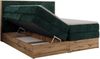 Boxspringbett, Set mit zwei Multipocket-Matratze und Topper, hohe Kopfteil, Eiche Wotan Holzrahmen - WOOD CLASSIC KING - 140 x 200 cm - Dunkelgrün Cord - H4 Bild 5