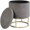 Hocker Polina in Samt-Optik, Grau, 35 x 35 x 45 cm Bild 3