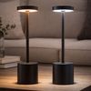 2er Set LED Tischleuchte, Metall, schwarz, Touchdimmer, Akku, H 34,3 cm Bild 2