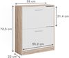 Schuhschrank Gizmo Weiß/Sonoma 59 x 72.5 cm 2 Fächern Vicco Bild 3