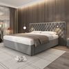 Polsterbett 180×200 cm aus Samt-Stoff mit LED-Beleuchtung und Leselicht, grau Bild 3
