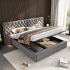 Polsterbett 180×200 cm aus Samt-Stoff mit LED-Beleuchtung und Leselicht, grau Bild 2
