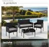 tectake Sitzgruppe Rattan Gartenset für 4 Personen, Sofa 250 kg, je Sessel 120 kg, (Loungeset Palese, 4-tlg, für Außen in Schwarz), abnehmbare Polyesterbezüge, wetterfest, mit Sicherheitsglasplatte Bild 3