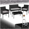 tectake Sitzgruppe Rattan Gartenset für 4 Personen, Sofa 250 kg, je Sessel 120 kg, (Loungeset Palese, 4-tlg, für Außen in Schwarz), abnehmbare Polyesterbezüge, wetterfest, mit Sicherheitsglasplatte Bild 4