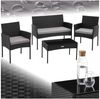 tectake Sitzgruppe Rattan Gartenset für 4 Personen, Sofa 250 kg, je Sessel 120 kg, (Loungeset Palese, 4-tlg, für Außen in Schwarz), abnehmbare Polyesterbezüge, wetterfest, mit Sicherheitsglasplatte Bild 5