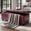 Aufbewahrungs-Truhe Sitzbank Kriens, Leder + Kunstleder, 112x45x45cm FSC®-zertifiziert ~ rot Bild 1