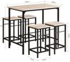 SoBuy OGT11-N Bartisch-Set mit 4 Hockern, MDF, PVC-Furnier, Helle Eiche, 100 x 87 x 60 cm Bild 3