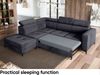 MEBLINI Schlafcouch mit Bettkasten - DORIAN - 263x232x89cm Links - Dunkelgrau Samt - Ecksofa mit Schlaffunktion - Sofa mit Relaxfunktion und Kopfstützen - Couch L-Form - Eckcouch - Wohnlandschaft Bild 5
