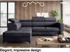 MEBLINI Schlafcouch mit Bettkasten - DORIAN - 263x232x89cm Links - Dunkelgrau Samt - Ecksofa mit Schlaffunktion - Sofa mit Relaxfunktion und Kopfstützen - Couch L-Form - Eckcouch - Wohnlandschaft Bild 3