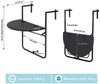 WOLTU Balkonhängetisch, Balkontisch zum Hängen, Hängetisch klappbar Beistelltisch Gartentisch, Klapptisch mit 3 Höhen, 2 Tassenhalterungen, in Rattan-Optik, 59,5x39 cm Schwarz Bild 2