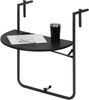 WOLTU Balkonhängetisch, Balkontisch zum Hängen, Hängetisch klappbar Beistelltisch Gartentisch, Klapptisch mit 3 Höhen, 2 Tassenhalterungen, in Rattan-Optik, 59,5x39 cm Schwarz Bild 5