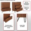 Kommode HWC-M49, Sideboard Schrank Highboard, 3D-Design 3 Schubladen MDF Metall 94x80x45cm ~ Walnuss-Optik Bild 2