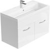 Badplaats Badmöbel Set mit Waschbecken und Unterschrank Paso 01 80 x 40 cm Weiß Hochglanz - Waschbeckenunterschrank mit Waschbecken Bild 2