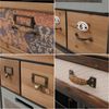 Apothekerkommode HWC-O80, Schrank Highboard Schubladen, Vintage Shabby-Look 136x73x35cm, natur/blau/weiß Bild 4