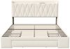 Furnishings Home Polsterbett Stauraumbett LED Doppelbett inkl. LED + Nachttisch (USB + Type-C und 2 Stecker, Drei extra große Schubladen), Mit LED-Beleuchtung, Ladefunktion, Samt, 140x200 cm Bild 2