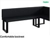 MEBLINI Eckbank für Esszimmer mit ausziehbarem Tisch - Küchenbank - Essecke - Sitzecke Küche - PETER - U-Beine 142x196x87cm Rechts - Schwarz Kunstleder/B Weiß Matt Bild 5