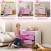 Kinderkommode Mit 3 Schubladen & Halbrunden Griffen - Kinderschrank In Rosa/Weiß Mit Melamin Oberfläche, Für Kinderzimmer Bild 5