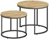 Home Collective Couchtisch 2er Set Beistelltisch Loft Design 2in1 Verschachtelung Wohnzimmer, kratzfeste Oberfläche 53cm und 43cm Artisan mit schwarzen Beinen, rund Bild 2
