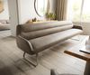 Esszimmerbank Taya-Flex 300 cm Mikrofaser Taupe Vintage Kufengestell flach Effektfinish Titan Taschenfederkern Bild 1