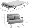HOMCOM Schlafsofa Zweisitzer mit Bettfunktion, Einzelbett mit Kissen, Schlafcouch 1 Teile, für Wohnzimmer, Hellgrau Bild 2