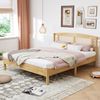 Rattanbett 160x200cm Jugendbett Erwachsenenbett Doppelbett Kiefer Rattan Naturstil Bild 2
