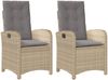 vidaXL Gartensessel Kissen 2Stk. Verstellbar Beigemischung Poly Rattan 365173 Bild 2