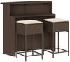 vidaXL 3-tlg. Gartenbar-Set mit Kissen Braun Poly Rattan 3261484 Bild 2
