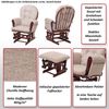 Relaxsessel HWC-C76, Schaukelstuhl Schwingstuhl mit Hocker Stoff Chenille (465g/m²) Öko-Tex ~ creme, Gestell weiß Bild 2