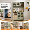 Merax 178 cm Küchenschrank, Hochschrank mit LED, Küchenregal mit Steckdose, Vitrine mit Türen aus gehärtetem Glas, Weinregal, Grün Bild 3
